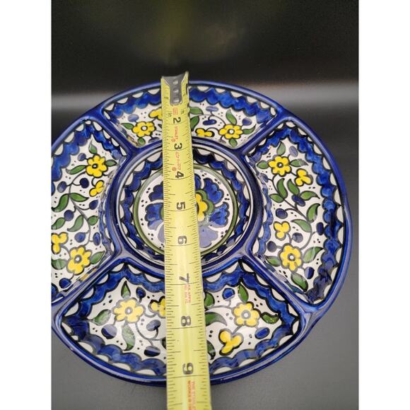 Perfect Day Five-Part Server Hand-painted Ceramic Tableware Blue Yellow - Picture 7 of 8
